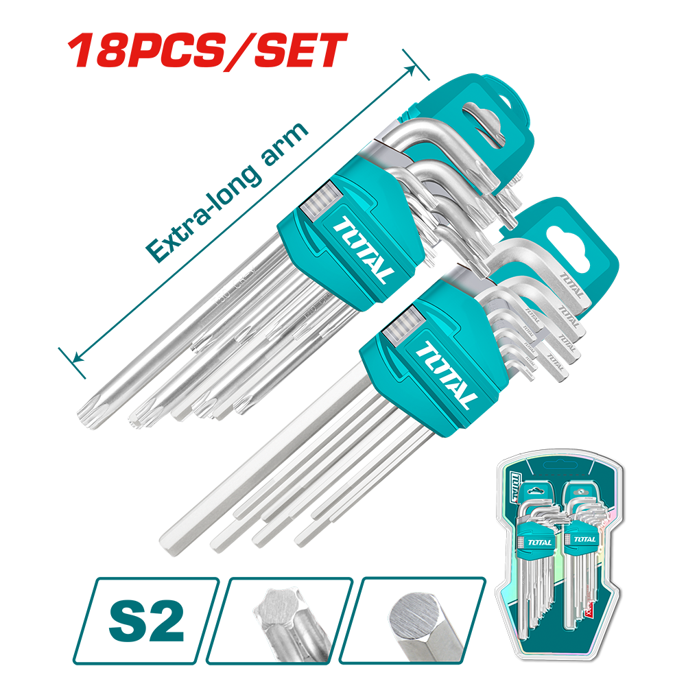 Set di 18 chiavi maschio esagonali e per viti con impronta Torx®