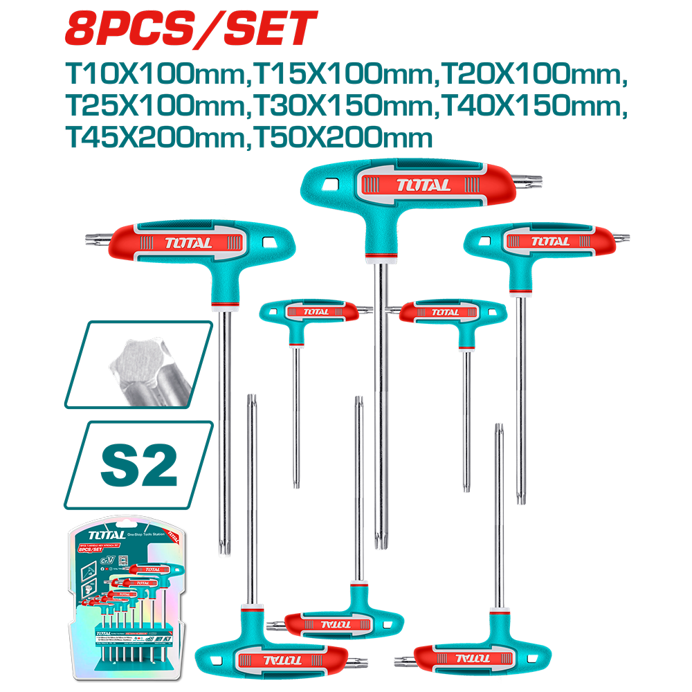 Set 8 chiavi maschio piegate con impugnatura per viti con impronta Torx®