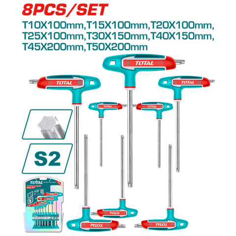 Set 8 chiavi maschio piegate con impugnatura per viti con impronta Torx®