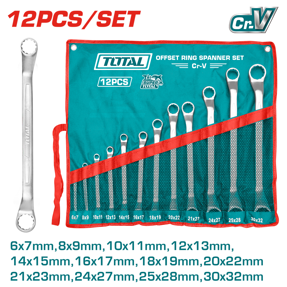 Set chiavi poligonali doppie curve in busta, 12 pezzi