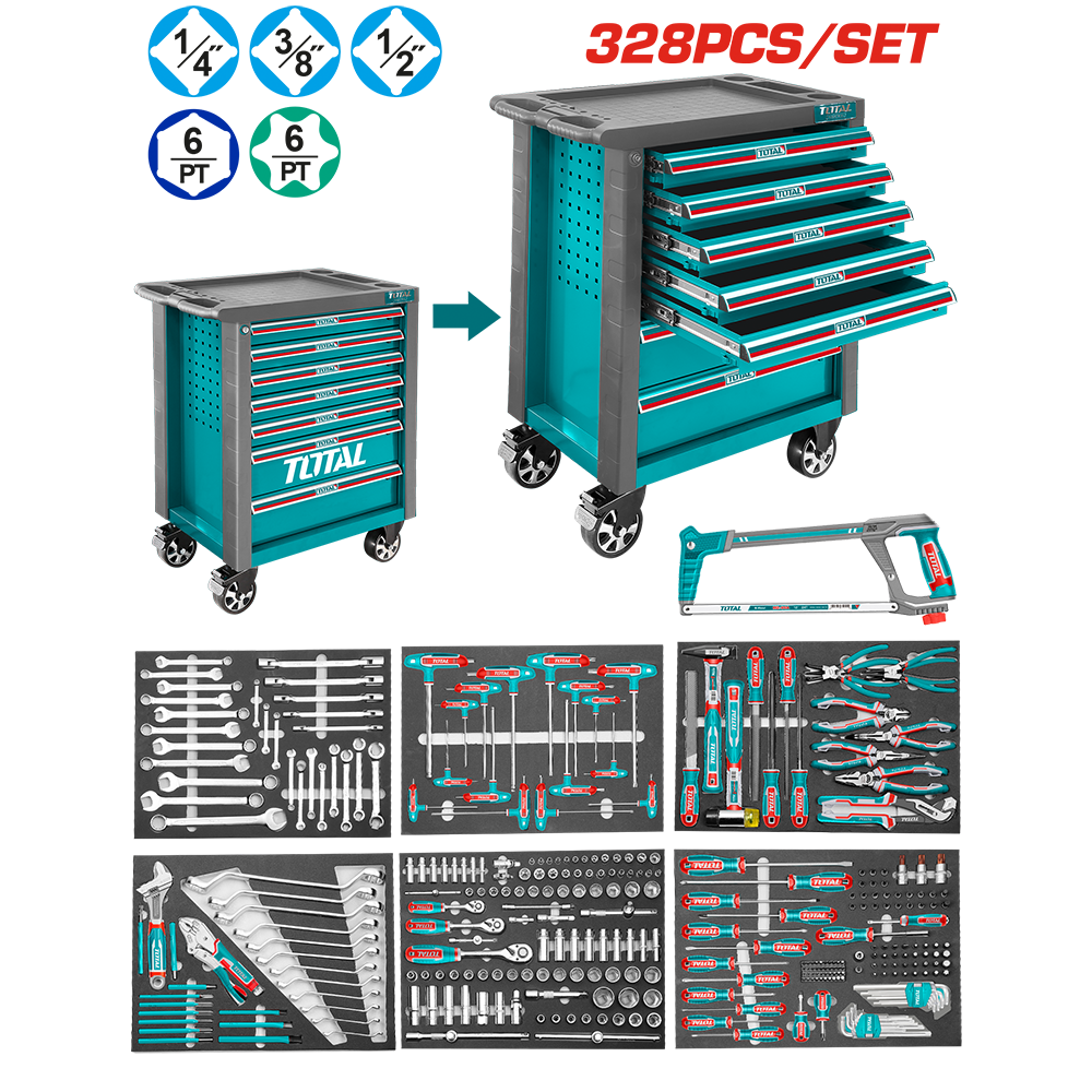 Carrello Portautensili 7 Cassetti con 328 Utensili