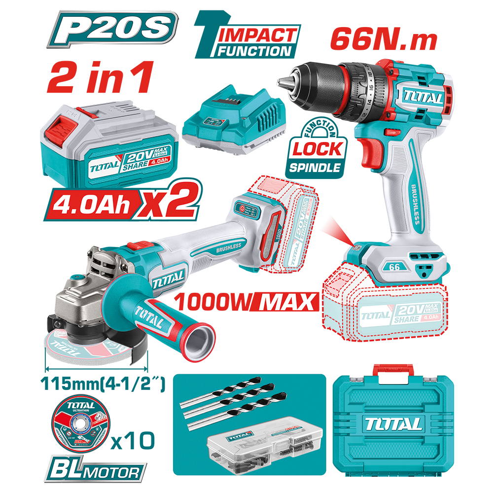 Set Avvitatore + Smerigliatrice Angolare 115 mm, 20V