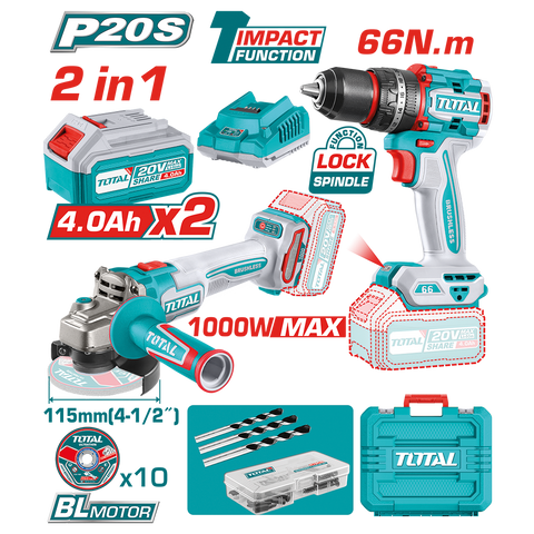 Set Avvitatore + Smerigliatrice Angolare 115 mm, 20V