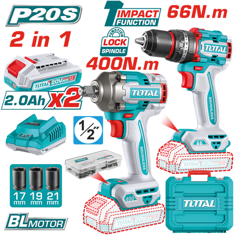 Set avvitatore e avvitatore a massa battente attacco 1/2" 20V