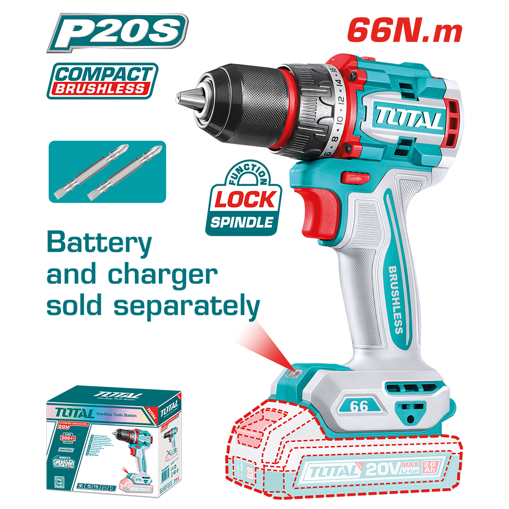 Trapano Avvitatore Brushless 20V, 66 Nm - Solo Corpo Macchina